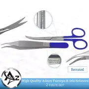 O.R Grade Adson Tissue Forceps 4.75'' + IRIS Scissor Color Coded,Stainless Steel