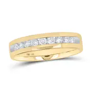 14k Yellow Gold Round Diamond Single Row Channel-set Wedding Band Ring 1/2 Cttw