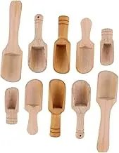 Mikinona 10pcs Wooden Salt Spoon Wood Seasoning Spoon Tea Shovel Sprinkle Salt Short Handle Small Round