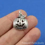 Silver Jack O Lantern Charm - Pumpkin Patch Halloween Pendant NEW