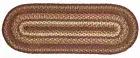 Tea Cabin Rustic Country Braided Jute Table Runner 13" x 48" Green Cream & Red