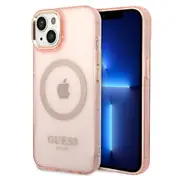 GUESS Ring MagSafe Case (Suits iPhone 14 Plus) - Translucent Pink
