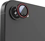 GIOPUEY Pack of 2 Camera Protection Compatible with iPhone 16e, Full Protection, Double Protection, Metal Ring + Protective Glass, Camera Protection - Black/Red