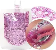 DAGEDA 40ml Body Glitter Gel, Face Glitters Body Gel Sequins Shimmer Liquid Eyeshadow, Chunky Glitter for Face Hair Nails, Holographic Cosmetic Laser Powder Festival Glitter Makeup (Pink)