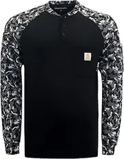 [BOCOMAL] FR Shirts Flame Resistant Henley Printed and Camo Two Tone 7oz Men's Fire Retardant Work Shirts