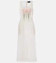 [Simone Rocha] Simone Rocha Floral-appliqué tulle midi dress AU 8 pink
