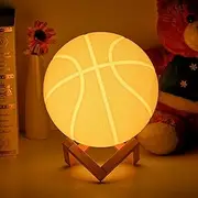 [Balkwan] Basketball Night Light for Boys 16 Colors Changing Sport Moon Lamp for Kids Dimmable with Remote Control Home Decor Birthday Gifts for Kids Boy (18cm)