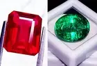 Pair Natural Red Ruby & Green Emerald 8 to 10 Ct Loose Gemstone Certified LM104