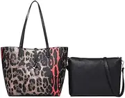 [Cayla] Women Leopard print Shoulder Bag PU Leather Handbag Top Handle Hobo Satchel Bag