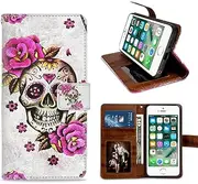 iPhone 6 6S Plus Wallet Case Flip Folio PU Leather Magnetic Wallet Cover Case ID&Credit Card Slots Kickstand Wrist Strap for iPhone 6 6S Plus