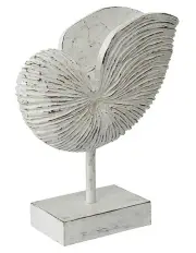 [Willow & Silk] Wooden Handmade Shell On Base Ornament 27cm in Brown
