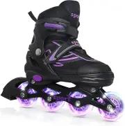 Kids Inline Skates for Girls Ages 6-12, Adjustable 4 Size Blades Roller Kids ...