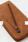 NWT Free People Wallet Brown Distressed Vegan Wristlet Strap Zip Clutch $58
