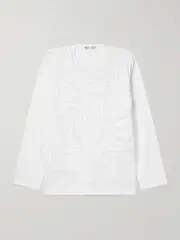 [Comme des Garçons Comme des Garçons] Comme des Garçons Comme des Garçons - Ruffled Pintucked Cotton-poplin Blouse - Off-white - 2 2 Off-white