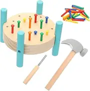 WEKAMOS 1Set Wooden Pounding Workbench for Hammering Activity for Hand Eye Coordination Fun Educational Game for Early Learning Present for Age