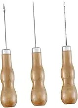 DOITOOL 3Pcs Craft Sewing Awls Wooden Handle Stitching Tools for DIY Repair for Canvas Upholstery and More Lightweight Portable Sewing Prickers
