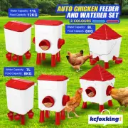 Chicken Feeder Hens Treadle Feeding Waterer Set Food Dispenser Automatic