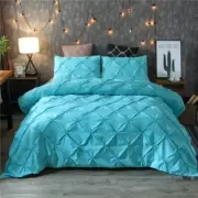 Bedding Pinch Pleated Duvet Cover Set Full Size Microfiber Polyester Solid Ge...