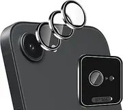 NECARSIN 3 Pack Camera Lens Protector Compatible for iPhone 16e,Metal Ring Tempered Glass Cover,Anti-Scratch Protection,Case Friendly (Silver)