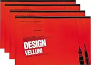 10001416 Pack of 4 No.1000HP Design Vellum Paper 11"x17" Pads, Translucent White, 16lb, 50 Sheets per Pad, Cotton Fiber, 200 Sheets Total