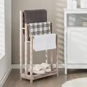 CostwayFreestanding Wood Towel Rack with Bottom Storage Shelf for Bathroom-White