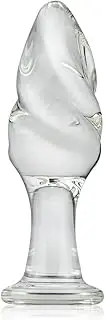 FST Glass Butt Plug, 3 Sizes Transparent Crystal G-spot Massager Vaginal Stimulation Sex Toys for Women Men Beginners (L)