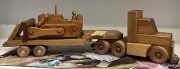 Lowboy With Bulldozer Amish Made Wooden Toy-ClipClop