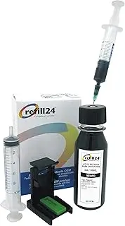 refill24 Refill Kit: Refill Ink 100ml for HP 304 304 XL Black + Accessories + Instructions Printer Ink for DeskJet 2630, 3720, 3730, 3735, 3750, 3760, Envy 5020, 5030, 50 32