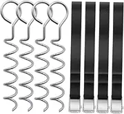 Luxshiny 1Set Wear Resistant Dog Stakes Spiral Ground Anchors with Straps for Outdoor Camping Durable and Easy to Install Tent Pegs for Securing Dogs and Tents Any Weather