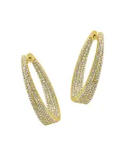 Bloomingdale's Fine Collection Diamond Inside-Out Oval Hoop Earrings in 14K Yellow Gold, 2.30 ct. t. w. - Exclusive OS