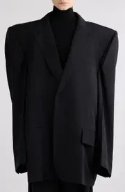 Balenciaga Fluid Poplin Boxy Jacket in 1000 Black at Nordstrom