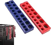 Magnetic Socket Organizer Set 2 Piece, 1/2 Inch Drive Metric and SAE Socket Trays, Powerful Magnetic Socket Holder, Standard Socket Set Organizer for Tool Box Drawer