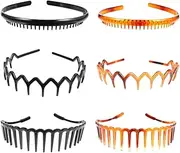 FRCOLOR 6Pcs Zigzag Shark Tooth Headbands Comb Zigzag Plastic Hoop Hair Bands Fashion Hairbands Wave Shape Non-slip hairband for Men Women