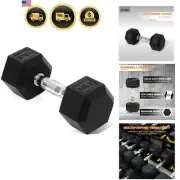 Rubber Coated Hex Dumbbells Hand Weights for Exercises Fitness 15lb