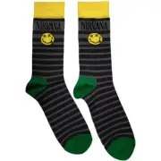 Nirvana Yellow Smiley Pattern Socks Black New