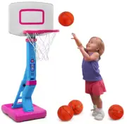 SUPER JOY Toddler Basketball Hoop Balls Adjustable Kids Home Pool Portable Set