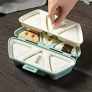 TINGJUNN Onigiri Mold, 6 in 1 Triangle Onigiri Bento Box, Multi-Functional Triangle Sushi Mold for Making and Storing Sushi (Blue)