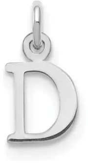 10K White Gold Cutout Letter D Initial Charm