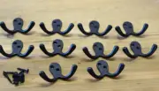 10 BLACK COAT HOOKS, DOUBLE, BLACK, SIMPLE, MINIMALIST, HALL TREE, COAT RACK