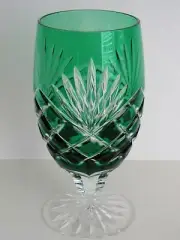 1 EMERALD GREEN cased cut to clear Water Wine crystal Iced Beverage