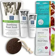 FREYPAC Foot Care Pedicure Bundle, 6 Piece Set with Foot Soak, Scrub, Lotion, Heel Repair Cream, Pumice Stone