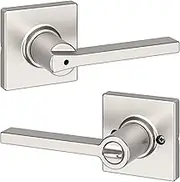 Kwikset Casey Interior Privacy Door Handle with Lock, Door Lever for Bathroom and Bedroom, Satin Nickel Reversible Keyless Turn Lock, with Microban Protection