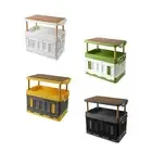Collapsible Storage Bin with Wooden Cover Stackable Portable Camping Storage Box