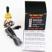 ✅ Gold 3 Way Toggle Switch Guitar Pre-Wired for EMG Solderless 6" 17" Shielded