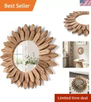 Wall Boho Mirror Rustic Wood Decorative Mirror 12 Inch | NEW