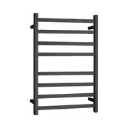 Stainless Steel Electric Heated Towel Rail Warmer Heater Rails Rack Wall Mounted Black 8 Bar