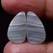 10.70 Cts 100% Natural Pair White MONTANA Agate Cabochon Loose Gemstone TRD-2362