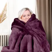 Laura Hill XL Faux Mink Blanket Double-Sided Soft Plush Bed Oversized Throw Rug 305 x 305cm in Purple