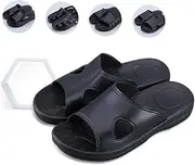 [LIFKOME] Slippers Mens Women's Anti-static Pu Soft Sole Non-slip Arch Support Indoor Massage Black