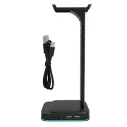 Plug&Use Gaming RGB Dual Headset Hanger Holder 2 USB Ports Headphone Desk Stand